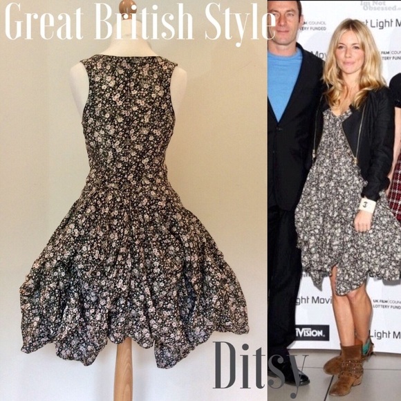 Allsaints x Spitalfields Ditzy Ezra Black Multi Floral Parachute Dress Size 8 - Picture 15 of 16